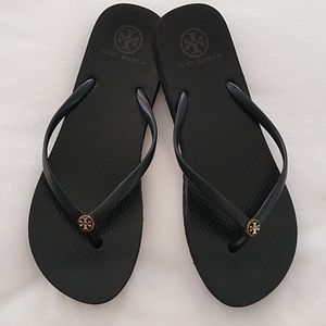 Tory Burch Black Eva Sole Thin Flip Flops Size 11